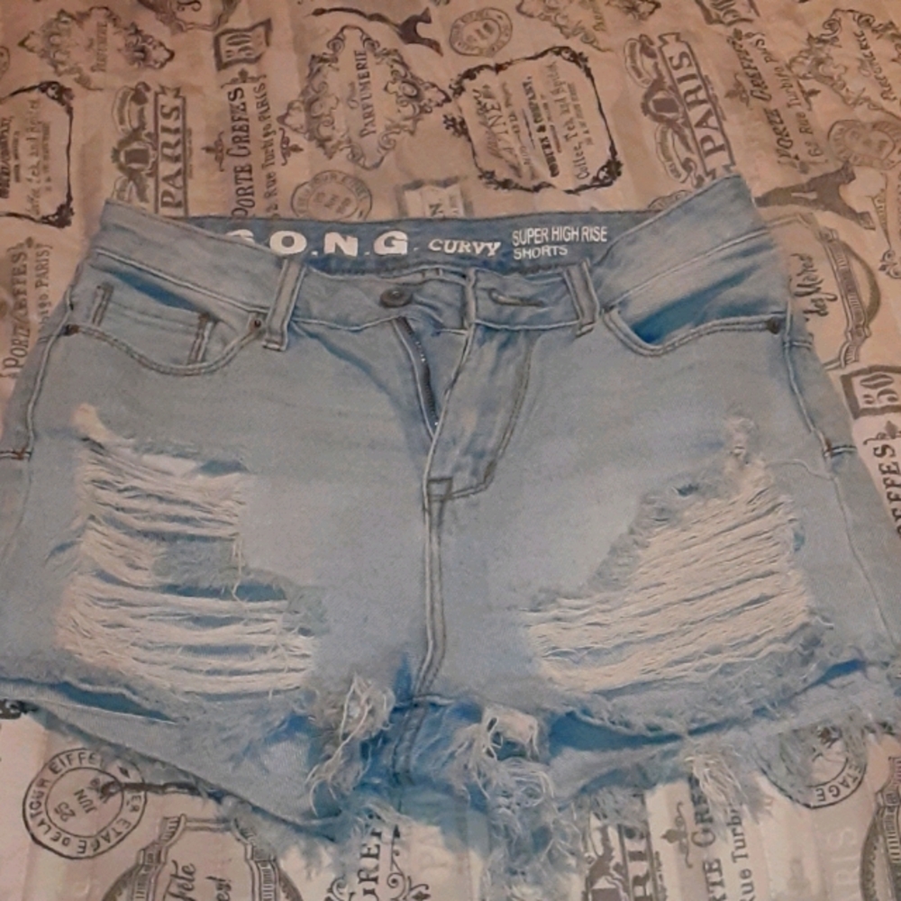 Ripped jean shorts